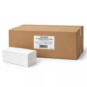   V-folded hand towel 2-ply, white, 25x23cm, 100% cellulose, 20x160 sheets/carton, 36 cartons/pallet