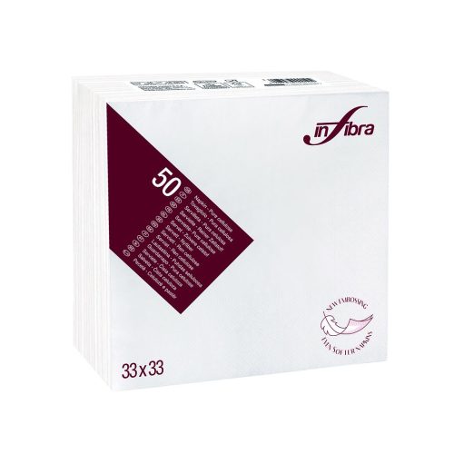 Infibra Napkin 33x33cm, white, 2 layers, 50 sheets/pack, 48 packs/carton