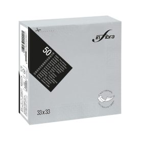Servetel Infibra 33x33cm gri 2 straturi 50 foi/pachet 