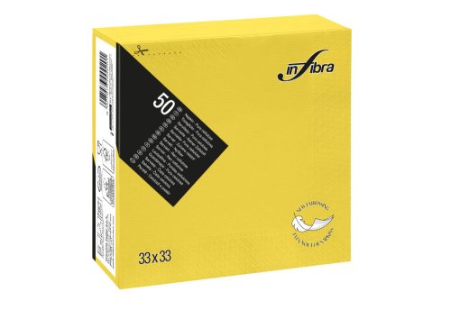 Infibra Napkin 33x33cm lemon yellow 2 layers 50 sheets/pack 24 packs/carton