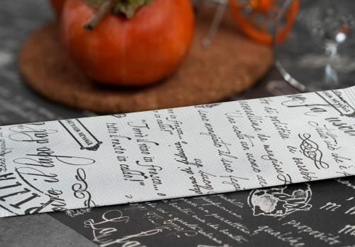 Suport tacamuri Infibra Vintage argintiu/negru 2 straturi 38x38 cu servetele albe 125 bucati/pachet