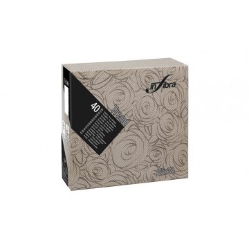   Infibra Napkin 38x38cm Trend Bouquet cocoa 2 layers 40 sheets/pack (18 packs/carton)