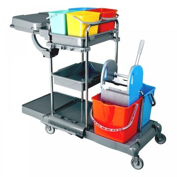   Combi cleaning cart plastic + chrome frame 2x18 liter + 4x5 liter bucket