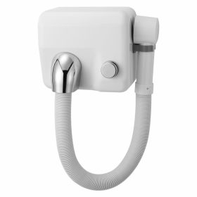   Haartrockner, Halsrohr, Druckknopf, vandalensicher, Edelstahl, weiß, 1300 W