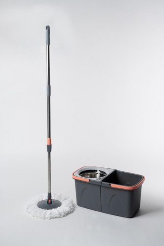 Спин Моп сет брисача са ротирајућом главом (челична ожета са ручком за канту, 2 крпе)