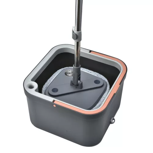 Spin Mop rotating head mop set with flat mop (bucket handle wringer 2 mops)