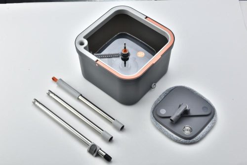 Спин Моп сет брисача са ротирајућом главом са равним крпом (ожетач са ручком за канту, 2 крпе)