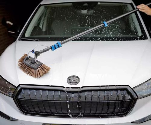 Teleszkópos napelem tisztító kefe – alumínium nyéllel, vízcsatlakozással, vegyszer adagolóval + üveg lehúzóval 6,5 m