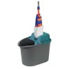 MOPPO flat mop set, with 40 cm microfiber mop head, handle and squeeze bucket