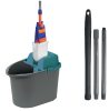 MOPPO flat mop set, with 40 cm microfiber mop head, handle and squeeze bucket