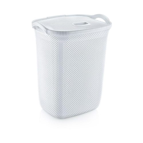 Plastic pedal bin, white/black pattern, GOGO 50L