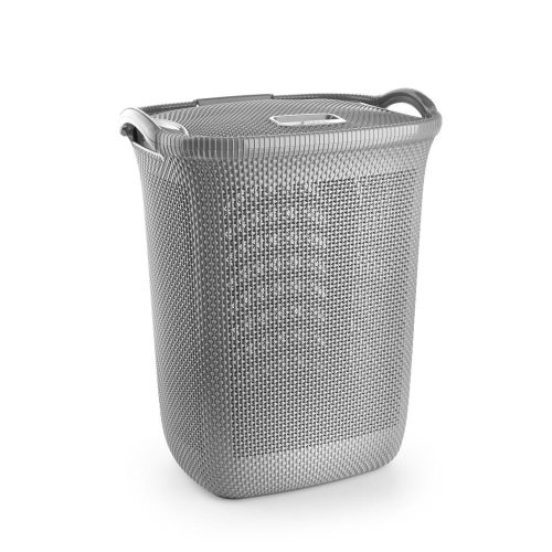 Plastic pedal bin, white/black pattern, GOGO 50L