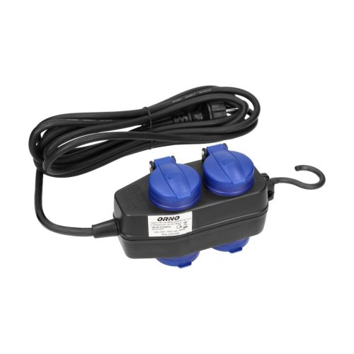 Cablu prelungitor industrial Orno, cu distribuitor 4 cai schuko 16 A 250 V ~ 3500 W IP44, 5m 