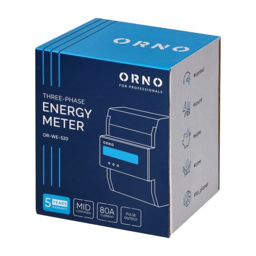 Orno three-phase digital consumption meter rail-mounted 80A