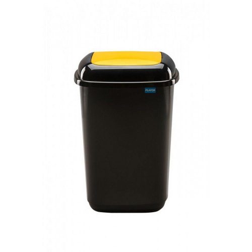 Plafor Quatro spring tipping dustbin with lid 45L black/yellow