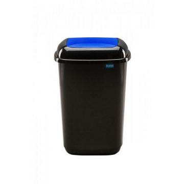 Plafor Quatro spring tipping dustbin with lid 45L black/blue