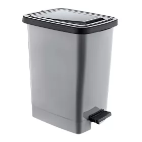 Coș de gunoi din plastic cu pedală, argintiu/gri 15L