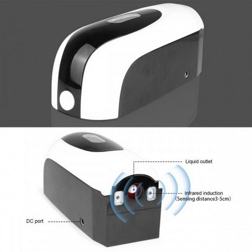 Wandmontierter sensorischer Händedesinfektionsmittel- und Flüssigseifenspender weiß-schwarz 1000 ml mit Adapter