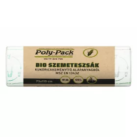   Kukoricakeményítő alapú (EN13432) PLA zsák 730x1150x0,03mm, 120L, 10 darab/tekercs
