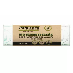   Kukoricakeményítő alapú (EN13432) PLA zsák 500x600x0,02mm, 30L, 10 darab/tekercs