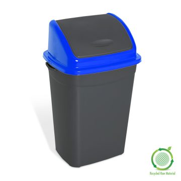 Dustbin with flip lid, plastic, black, 50 liters