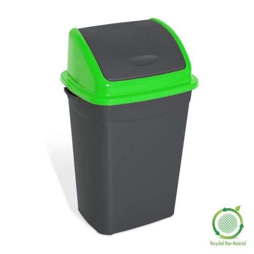 Dustbin with flip lid, plastic, black, 50 liters