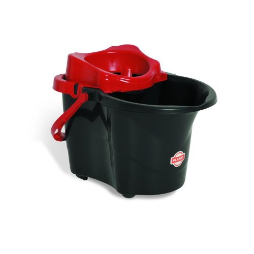 Plastic mop bucket with split bucket 20L with black wheels