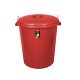 Round trash can, with lid, lockable, plastic, eco green, 70 liters