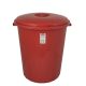 Round trash can, with lid, plastic, eco red, 50 liters