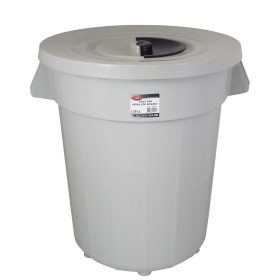 Coș de gunoi rotund, cu capac, plastic, gri eco, 120 litri