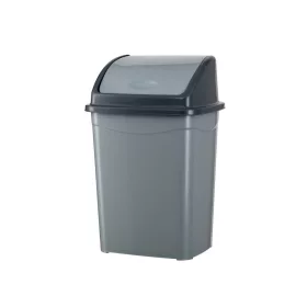   Coș de gunoi cu capac rabatabil, plastic, gri/antracit 4 litri