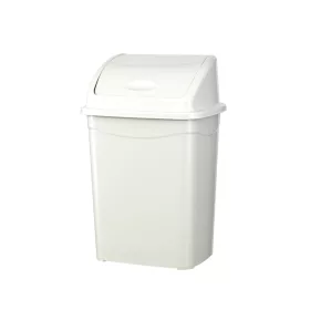 Coș de gunoi cu capac rabatabil, plastic, alb lux, 9 litri
