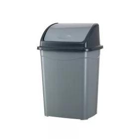   Coș de gunoi cu capac rabatabil, plastic, gri/antracit 9 litri