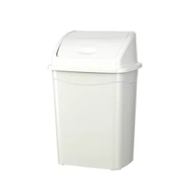   Coș de gunoi cu capac rabatabil, plastic, alb lux, 16 litri 