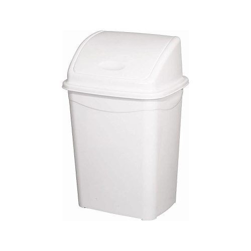 Trash can with flip lid, plastic, luxury white, 16 liters