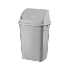 Coș de gunoi cu capac rabatabil, plastic, gri eco, 16 litri