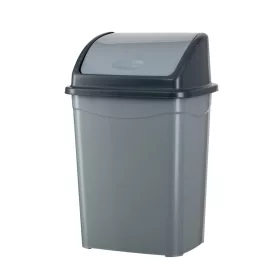   Coș de gunoi cu capac rabatabil, plastic, gri/antracit, 26 litri