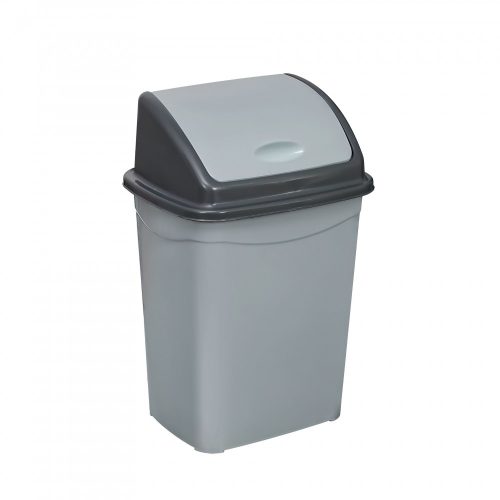 Dustbin with flip lid, plastic, black, 26 liters