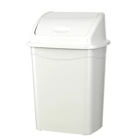 Coș de gunoi cu capac rabatabil, plastic, alb lux, 50 litri