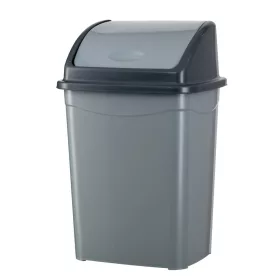   Coș de gunoi cu capac rabatabil, plastic, gri/antracit, 50 litri