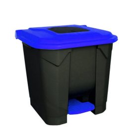   Recipient de colectare selectivă a deșeurilor, plastic, acționat cu pedală, negru/albastru, 30L