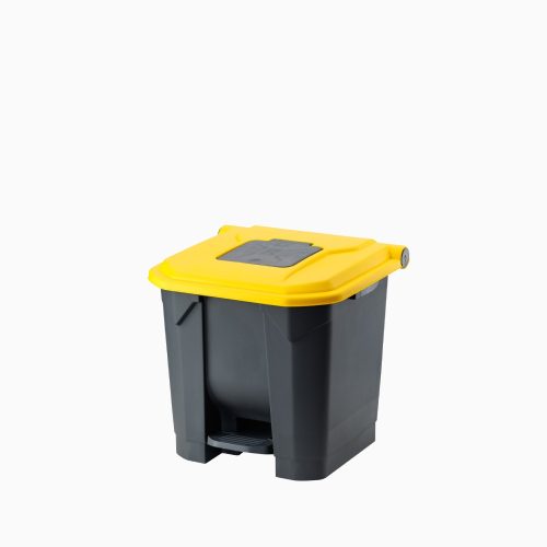 Selective waste collection container, plastic, pedal, black/red, 30L