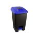 Selective waste collection container, plastic, pedal-operated, anthracite/blue, 100L