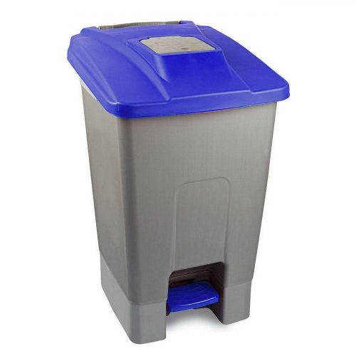 Selective waste collection container, plastic, pedal, metal color, blue, 100L