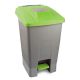 Selective waste collection container, plastic, pedal, metal color, green, 100L