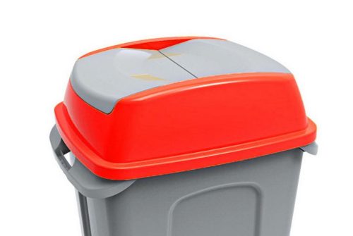 Hippo hulladékgyűjtő szemetes fedél, műanyag, piros, 70L