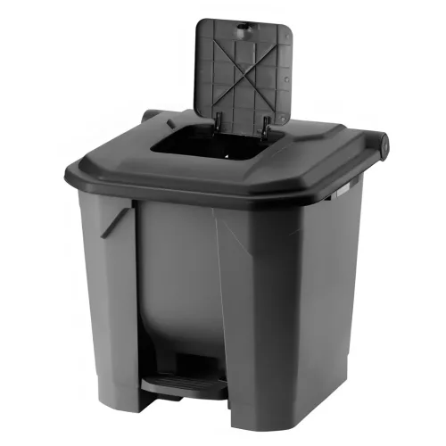Recipient de colectare selectivă a deșeurilor, plastic, acționat cu pedală, antracit/negru, 30L