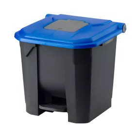   Recipient de colectare selectivă a deșeurilor, plastic, acționat cu pedală, antracit/albastru, 30L