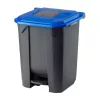 Recipient de colectare selectivă a deșeurilor, plastic, pedală, antracit, albastru, 50L