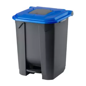   Recipient de colectare selectivă a deșeurilor, plastic, pedală, antracit, albastru, 50L